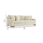Magg 96 Inch Sofa, 4 Accent Pillows, Oversized Cushion, Beige Polyester