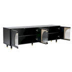 Stylish Media Console with Gold Handles and Arch Fluted Glass Doors