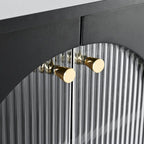 Stylish Media Console with Gold Handles and Arch Fluted Glass Doors