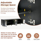 Stylish Media Console with Gold Handles and Arch Fluted Glass Doors