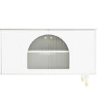 Stylish Media Console with Gold Handles and Arch Fluted Glass Doors