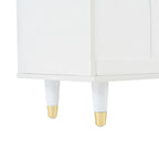 Stylish Media Console with Gold Handles and Arch Fluted Glass Doors