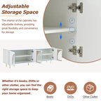 Stylish Media Console with Gold Handles and Arch Fluted Glass Doors