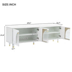 Stylish Media Console with Gold Handles and Arch Fluted Glass Doors