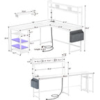 L-Shape Gaming Desk Wood Office Computer Table with Hutch and USB Port
