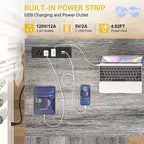 L-Shape Gaming Desk Wood Office Computer Table with Hutch and USB Port