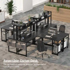L-Shape Gaming Desk Wood Office Computer Table with Hutch and USB Port