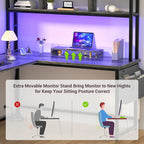 L-Shape Gaming Desk Wood Office Computer Table with Hutch and USB Port