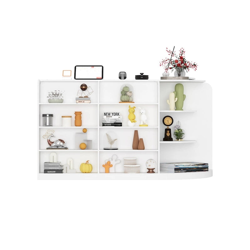 White Welcome Desk with Side Drawer and Cabinet - Reception Solution