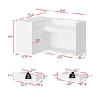 White Welcome Desk with Side Drawer and Cabinet - Reception Solution